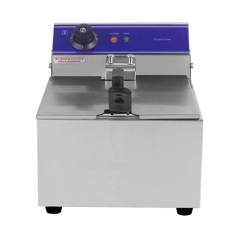 Blue Panel Stainless Steel Electric Commercial Countertop Deep Fryer with Single Basket